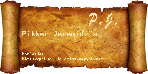 Pikker Jeremiás névjegykártya